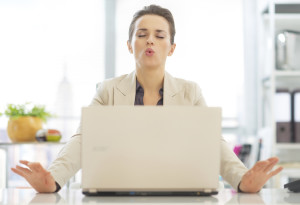 business woman with laptop relaxing